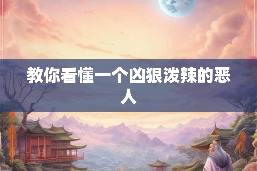 教你看懂一个凶狠泼辣的恶人