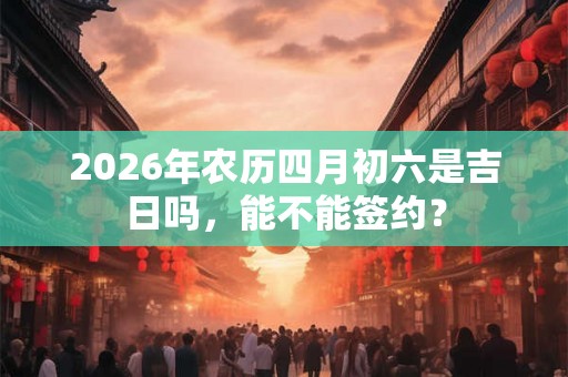 2026年农历四月初六是吉日吗，能不能签约？