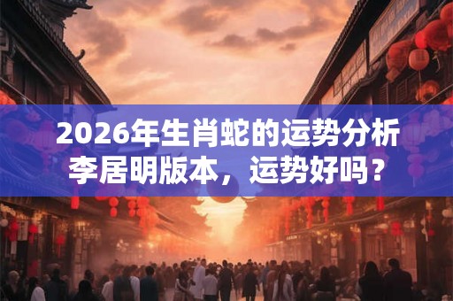 2026年生肖蛇的运势分析李居明版本,运势好吗? 2026年生肖蛇的运势分析李居明版本,运势好吗?