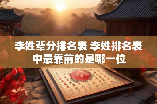 李姓辈分排名表 李姓排名表中最靠前的是哪一位