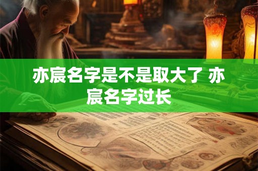 亦宸名字是不是取大了 亦宸名字过长