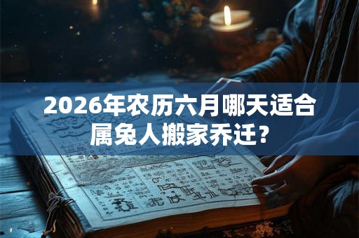 2026年农历六月哪天适合属兔人搬家乔迁？
