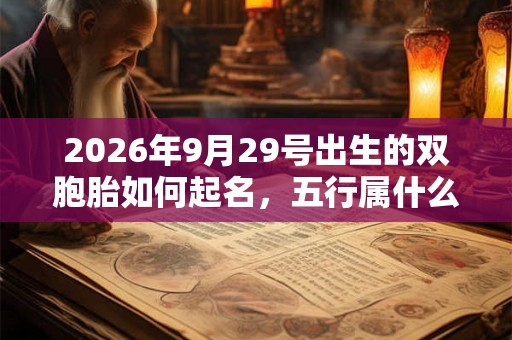 2026年9月29号出生的双胞胎如何起名，五行属什么