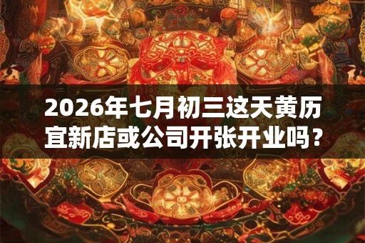 2026年七月初三这天黄历宜新店或公司开张开业吗？