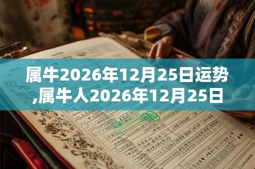 属牛2026年12月25日运势,属牛人2026年12月25日财运,生肖牛2026年12月25日运势