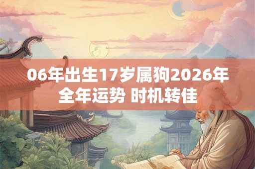 06年出生17岁属狗2026年全年运势 时机转佳 06年出生17岁属狗2026年全年运势 时机转佳