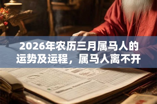 2026年农历三月属马人的运势及运程，属马人离不开的两个贵人是谁