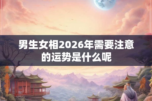 男生女相2026年需要注意的运势是什么呢