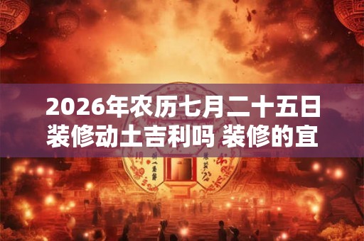 2026年农历七月二十五日装修动土吉利吗 装修的宜忌
