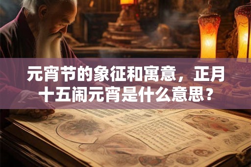 元宵节的象征和寓意,正月十五闹元宵是什么意思? 元宵节的象征和寓意,正月十五闹元宵是什么意思?