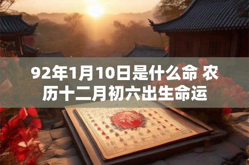 92年1月10日是什么命 农历十二月初六出生命运