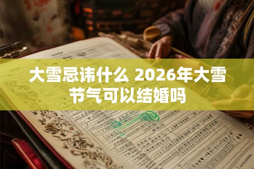 大雪忌讳什么 2026年大雪节气可以结婚吗