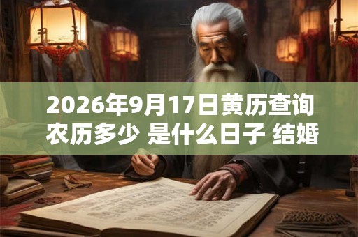 2026年9月17日黄历查询 农历多少 是什么日子 结婚吉时 2026年9月17日黄历查询 农历多少 是什么日子 结婚吉时