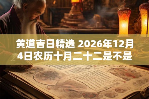 黄道吉日精选 2026年12月4日农历十月二十二是不是开业最佳日期 黄道吉日精选 2026年12月4日农历十月二十二是不是开业最佳日期
