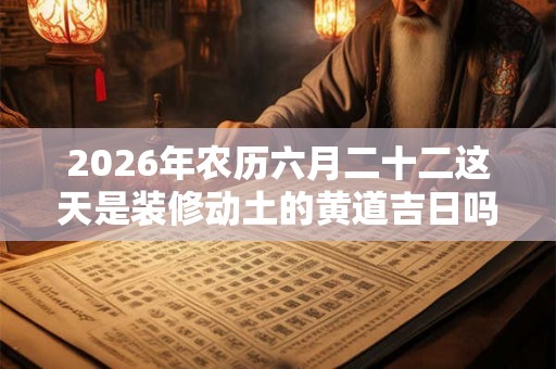 2026年农历六月二十二这天是装修动土的黄道吉日吗？