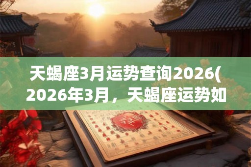 天蝎座3月运势查询2026(2026年3月，天蝎座运势如何？)