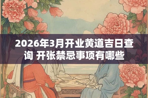 2026年3月开业黄道吉日查询 开张禁忌事项有哪些 2026年3月开业黄道吉日查询 开张禁忌事项有哪些