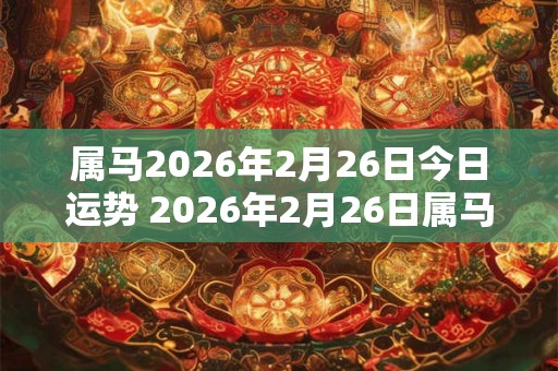 属马2026年2月26日今日运势 2026年2月26日属马人运势好吗 属马2026年2月26日今日运势 2026年2月26日属马人运势好吗