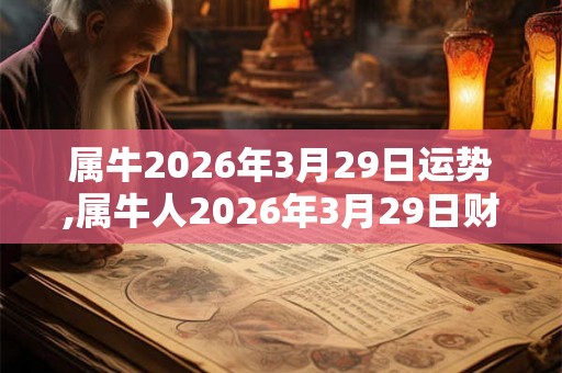 属牛2026年3月29日运势,属牛人2026年3月29日财运,生肖牛2026年3月29日运势