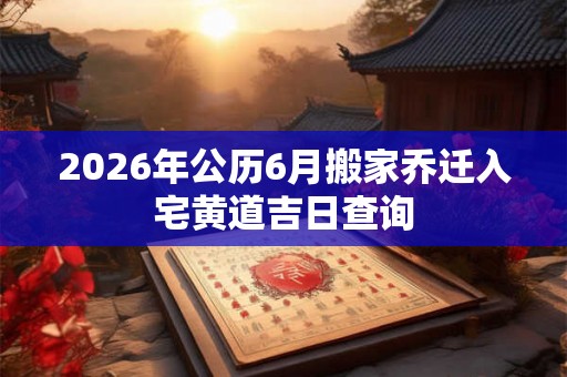 2026年公历6月搬家乔迁入宅黄道吉日查询