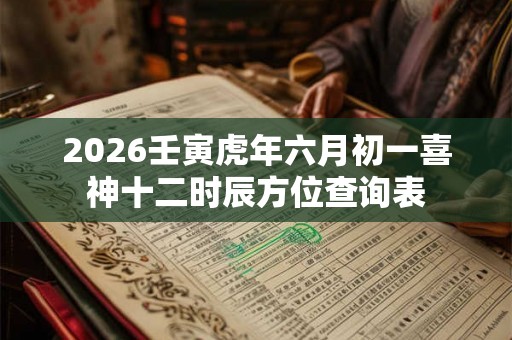2026壬寅虎年六月初一喜神十二时辰方位查询表