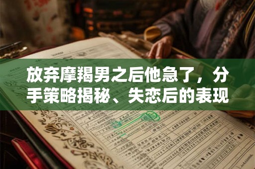 放弃摩羯男之后他急了，分手策略揭秘、失恋后的表现及报复方式