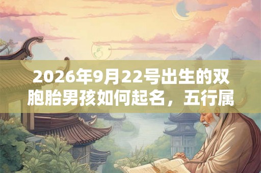 2026年9月22号出生的双胞胎男孩如何起名，五行属什么