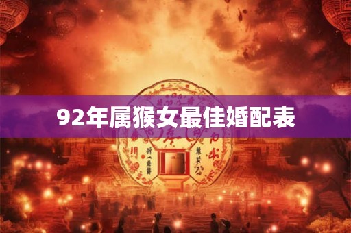 92年属猴女最佳婚配表