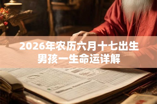 2026年农历六月十七出生男孩一生命运详解