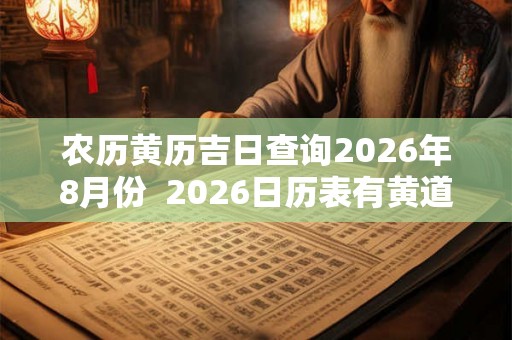 农历黄历吉日查询2026年8月份  2026日历表有黄道吉日