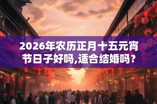 2026年农历正月十五元宵节日子好吗,适合结婚吗？