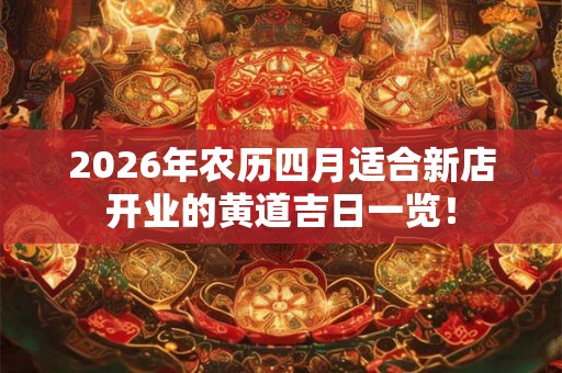 2026年农历四月适合新店开业的黄道吉日一览！
