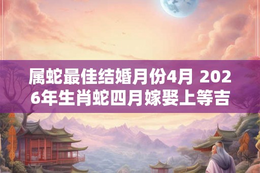 属蛇最佳结婚月份4月 2026年生肖蛇四月嫁娶上等吉日