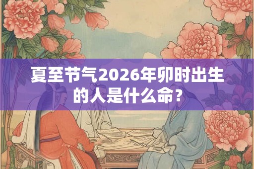 夏至节气2026年卯时出生的人是什么命？