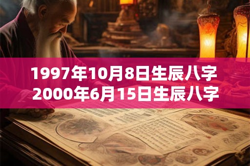 1997年10月8日生辰八字 2000年6月15日生辰八字