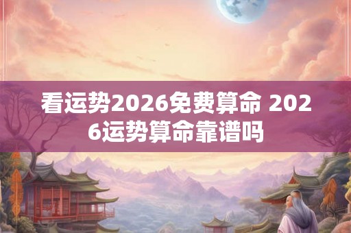 看运势2026免费算命 2026运势算命靠谱吗