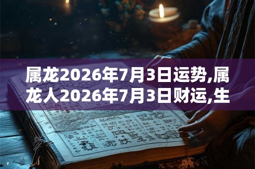 属龙2026年7月3日运势,属龙人2026年7月3日财运,生肖龙2026年7月3日运势