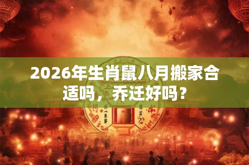 2026年生肖鼠八月搬家合适吗，乔迁好吗？