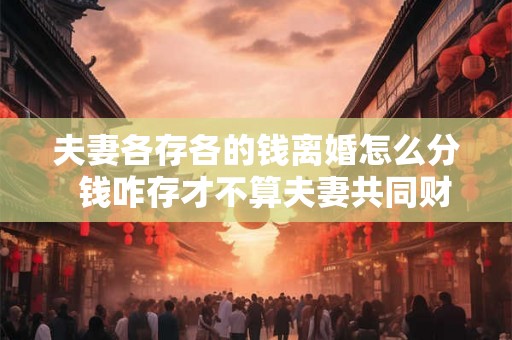 夫妻各存各的钱离婚怎么分  钱咋存才不算夫妻共同财产