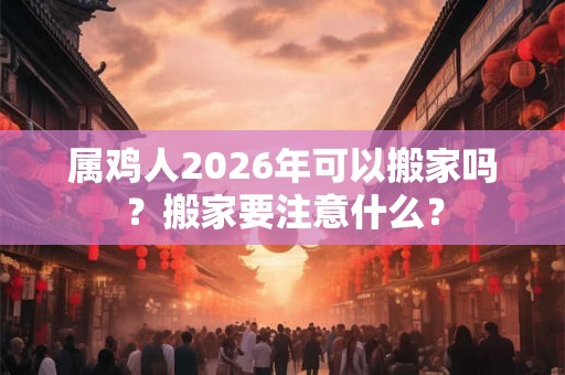 属鸡人2026年可以搬家吗？搬家要注意什么？