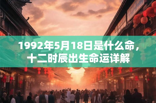 1992年5月18日是什么命，十二时辰出生命运详解