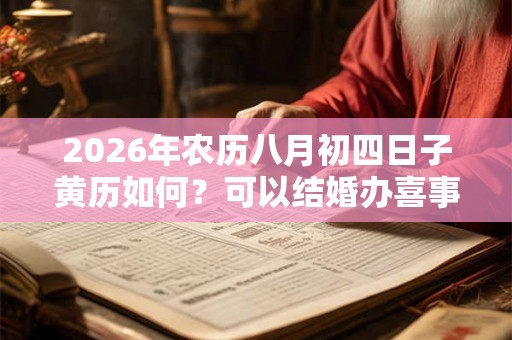 2026年农历八月初四日子黄历如何？可以结婚办喜事吗？