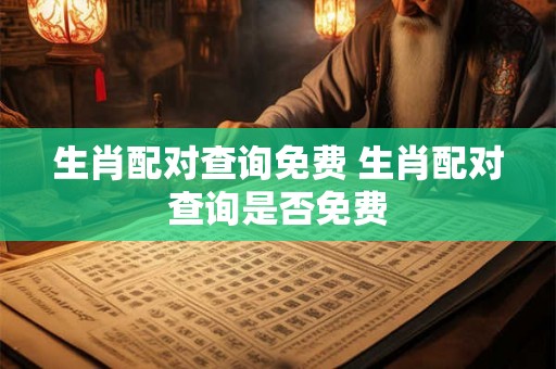生肖配对查询免费 生肖配对查询是否免费