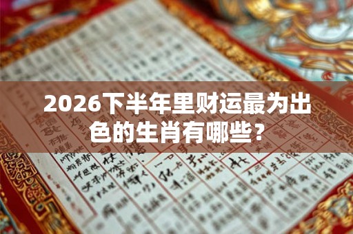 2026下半年里财运最为出色的生肖有哪些？