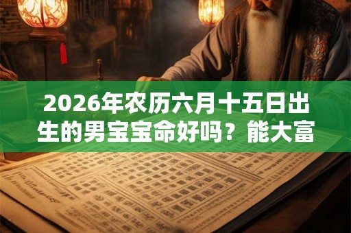 2026年农历六月十五日出生的男宝宝命好吗？能大富大贵吗？