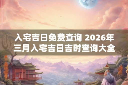 入宅吉日免费查询 2026年三月入宅吉日吉时查询大全