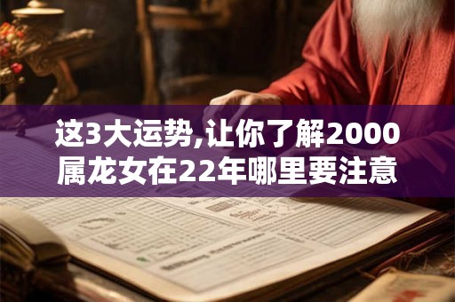 这3大运势,让你了解2000属龙女在22年哪里要注意