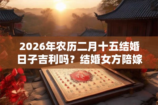 2026年农历二月十五结婚日子吉利吗？结婚女方陪嫁什么东西？