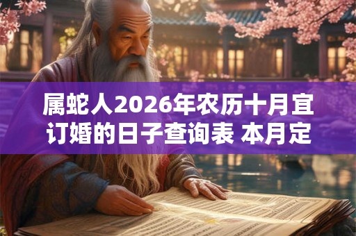 属蛇人2026年农历十月宜订婚的日子查询表 本月定亲吉日盘点