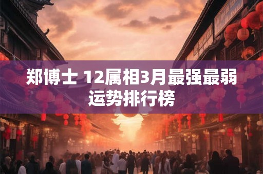 郑博士 12属相3月最强最弱运势排行榜 郑博士 12属相3月最强最弱运势排行榜
